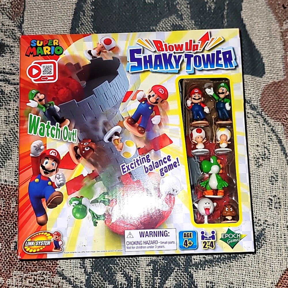 Super Mario Bros Blow Up Shaky Tower Balancing Game age 4+
